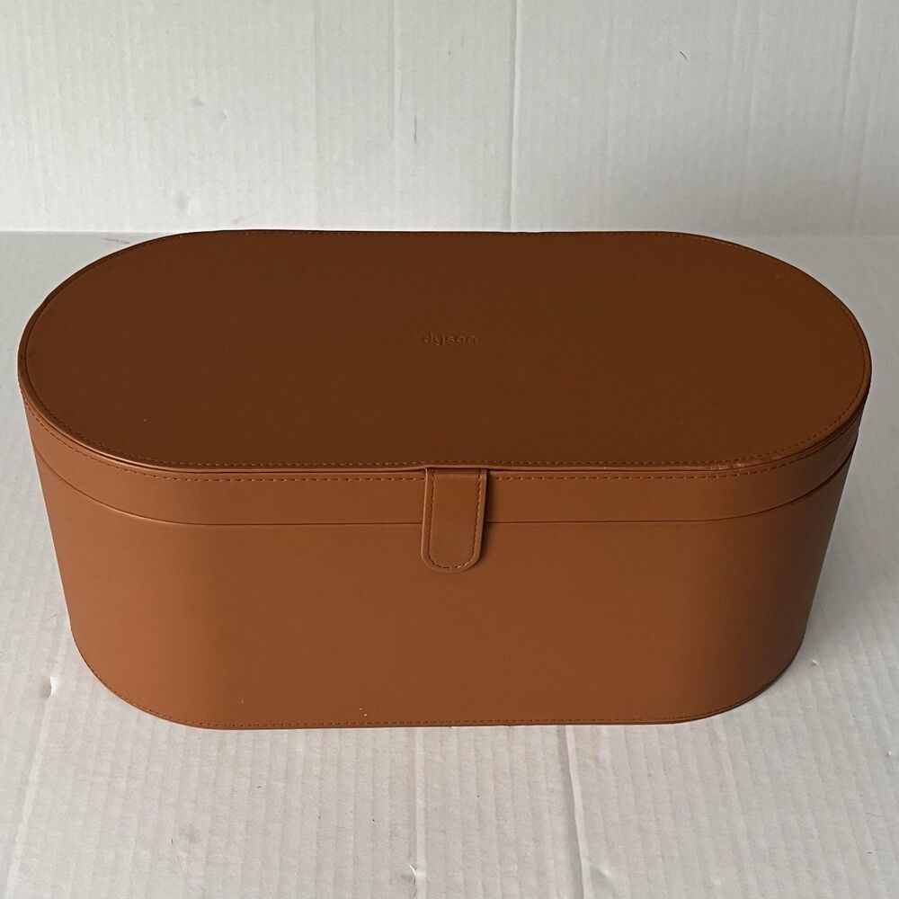DYSON Airwrap Styler Leather Large Storage Hard Box Cognac Brown Tan CASE ONLY - Picture 2 of 12